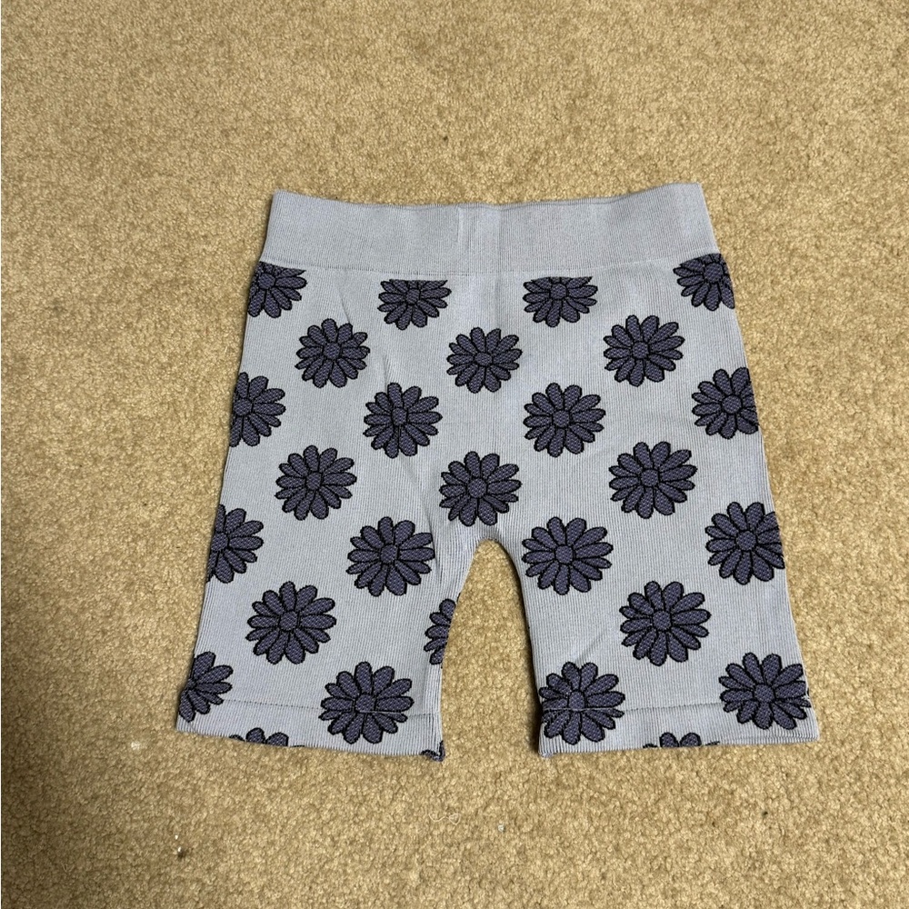 Free People Charcoal Shorts with Black Floral Design
